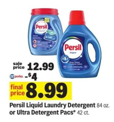 Persil Liquid Laundry Detergent or Ultra Detergent Pacs
