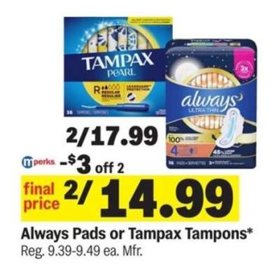 Always Pads or Tampax Tampons