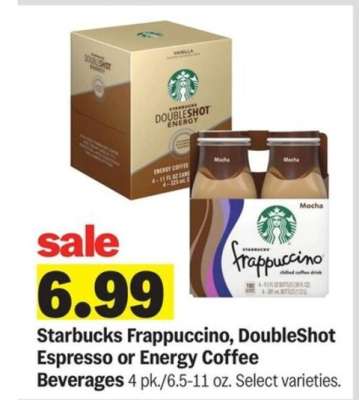Starbucks Frappuccino, DoubleShot Espresso or Energy Coffee Beverages