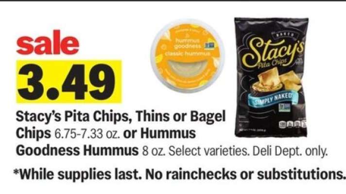 Stacy's Pita Chips, Thins or Bagel Chips or Hummus Goodness Hummus