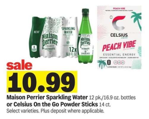 Maison Perrier Sparkling Water or Celsius On the Go Powder Sticks