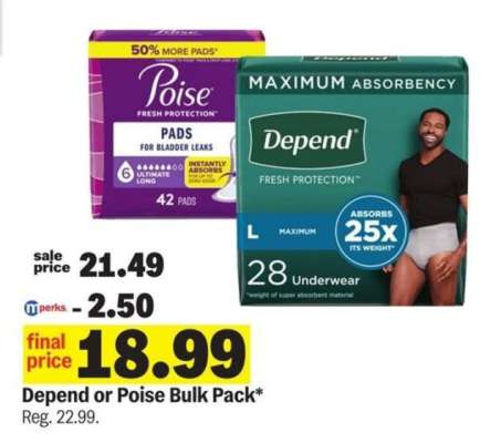 Depend or Poise Bulk Pack*