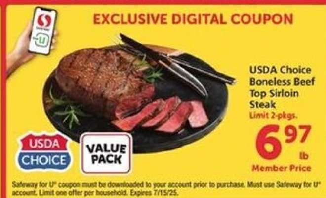 USDA Choice Boneless Beef Top Sirloin Steak