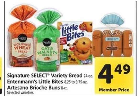 Signature SELECT Variety Bread, Entenmann’s Little Bites, Artesano Brioche Buns