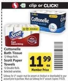 Cottonelle Bath Tissue & Scott Paper Towels