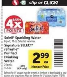 Soleil Sparkling Water & Signature SELECT refreshe Purified Drinking Water