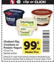 Chobani Flip, Creations or Protein Yogurt