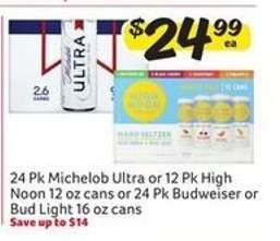 Michelob Ultra, High Noon, Budweiser, Bud Light