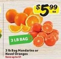 3 lb Bag Mandarins or Navel Oranges