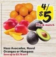 Hass Avocados, Navel Oranges or Mangoes