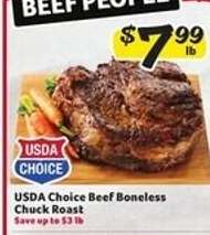 USDA Choice Beef Boneless Chuck Roast