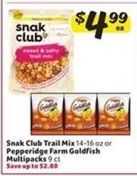 Snak Club Trail Mix or Pepperidge Farm Goldfish Multipacks