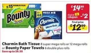Charmin Bath Tissue or Bounty Paper Towels