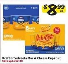 Kraft or Velveeta Mac & Cheese Cups