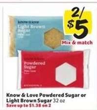 Know & Love Powdered Sugar or Light Brown Sugar