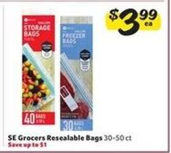 SE Grocers Resealable Bags