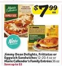 Jimmy Dean Delights, Frittatas or Eggwich Sandwiches