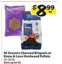 SE Grocers Charcoal Briquets or Know & Love Hardwood Pellets