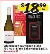 Whitehaven Sauvignon Blanc or Black Box or Bota Box