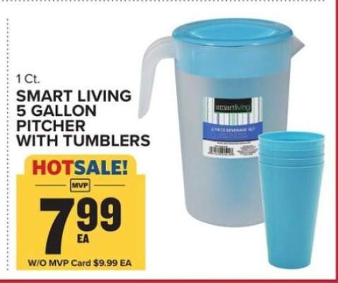 SMART LIVING 5 GALLON PITCHER WITH TUMBLERS