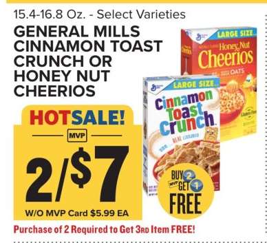 General Mills Cinnamon Toast Crunch or Honey Nut Cheerios
