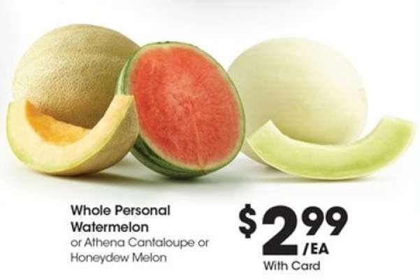Whole Personal Watermelon or Athena Cantaloupe or Honeydew Melon