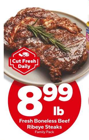 Fresh Boneless Beef Ribeye Steaks