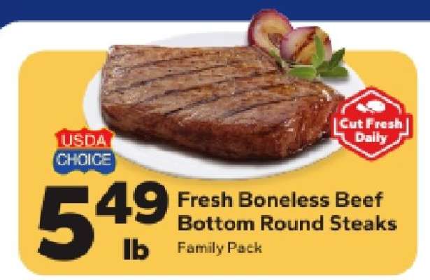 Fresh Boneless Beef Bottom Round Steaks