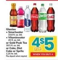Glacéau Smartwater, Vitaminwater, Gold Peak Tea, Coke, Diet Coke, Sprite