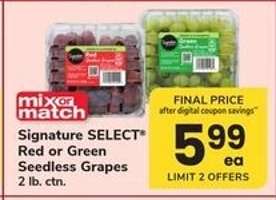 Signature Select Red or Green Seedless Grapes