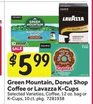 Green Mountain, Donut Shop Coffee or Lavazza K-Cups