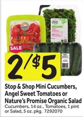 Stop & Shop Mini Cucumbers, Angel Sweet Tomatoes or Nature's Promise Organic Salad