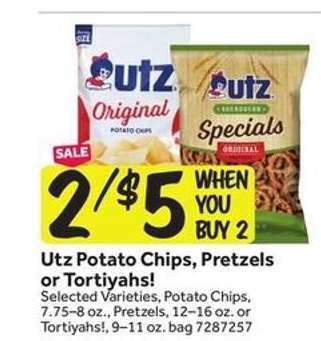 Utz Potato Chips, Pretzels or Tortiyahs!