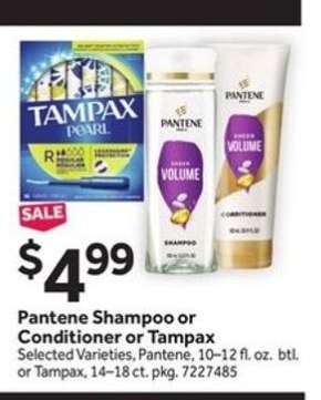 Pantene Shampoo or Conditioner or Tampax