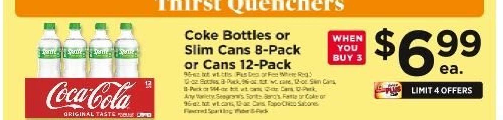 Coke Bottles or Slim Cans 8-Pack or Cans 12-Pack