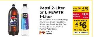 Pepsi 2-Liter or Lifewtr 1-Liter