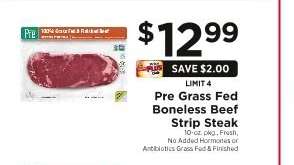 Pre Grass Fed Boneless Beef Strip Steak