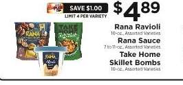 Rana Ravioli / Rana Sauce / Take Home Skillet Bombs