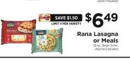 Rana Lasagna or Meals