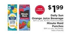 Daily Sun Orange Juice Beverage / Minute Maid Punches
