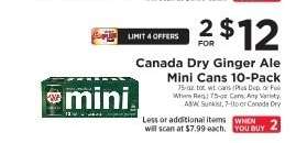Canada Dry Ginger Ale Mini Cans 10-Pack