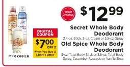 Secret Whole Body Deodorant / Old Spice Whole Body Deodorant