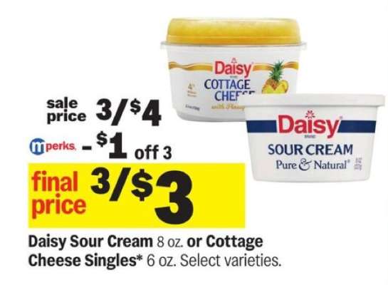 Daisy Sour Cream or Cottage Cheese Singles