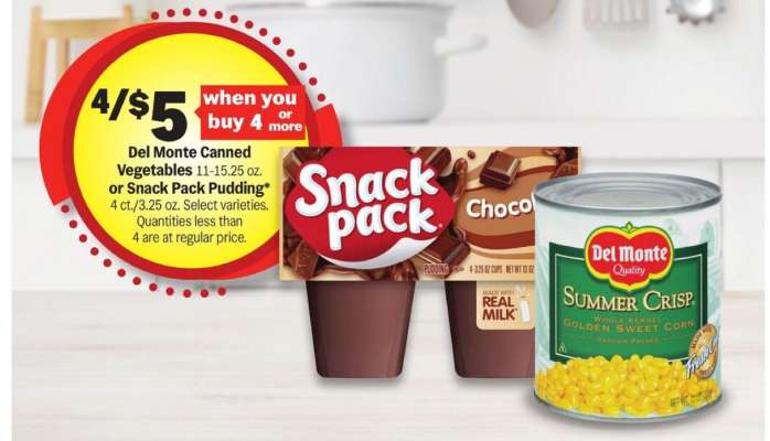 Del Monte Canned Vegetables or Snack Pack Pudding