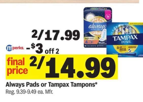 Always Pads or Tampax Tampons