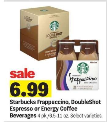 Starbucks Frappuccino, DoubleShot Espresso or Energy Coffee Beverages