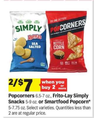 Popcorners, Frito-Lay Simply Snacks, or Smartfood Popcorn