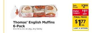 Thomas' English Muffins 6-Pack