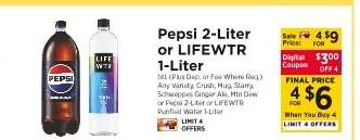 Pepsi 2-Liter or Lifewtr 1-Liter