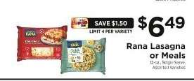 Rana Lasagna or Meals